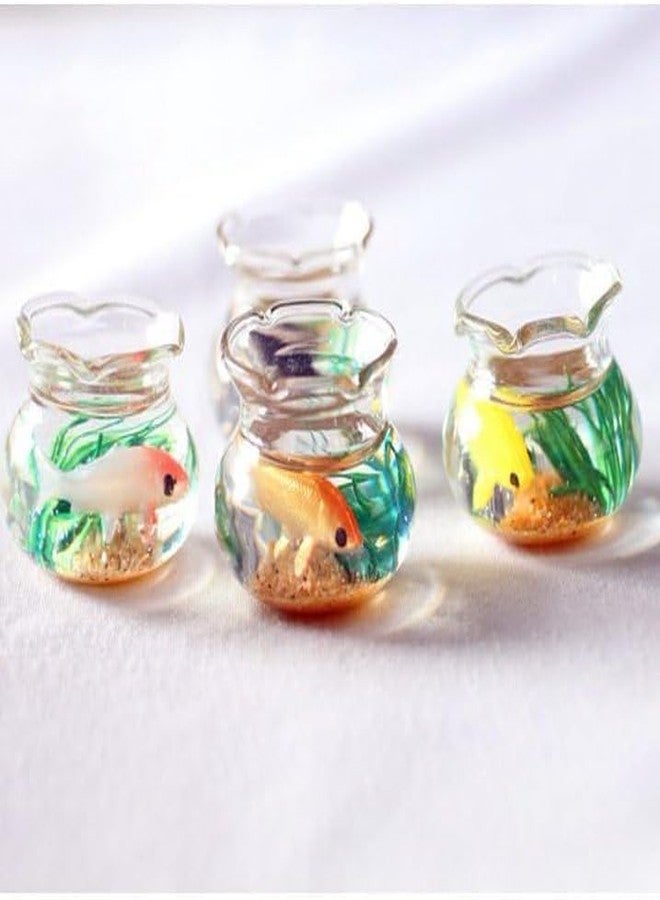 Dwuww 2Pcs Miniature Fish Tank Toy Mini Round Fish Bowls Resin Goldfish Grass for Dollhouse Desktop Craft Project Decor,Mini Fish Bowl,for Garden Scene Decor,Dollhouse Accessories - Image 1